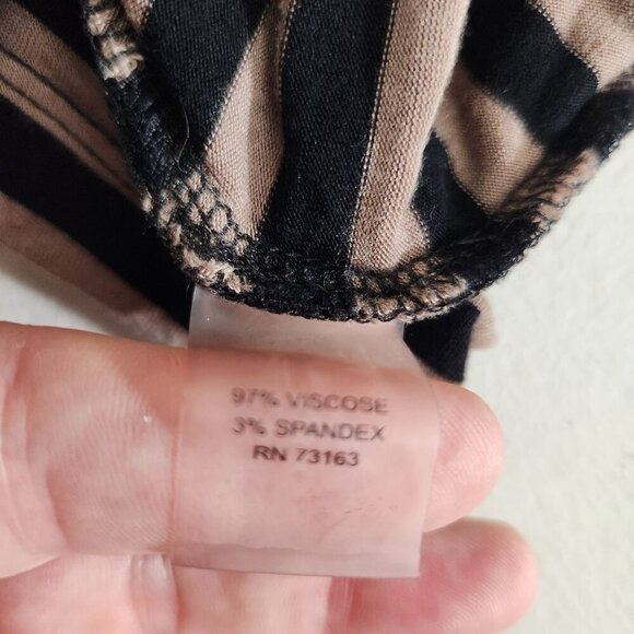 Cable & Gauge Womens Top Size M Draped Cowl Neck Black & Tan Striped - Picture 6 of 12